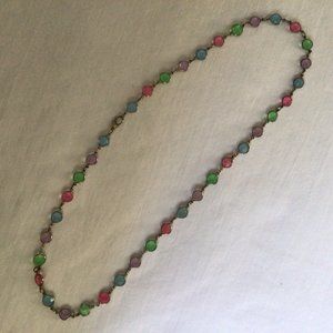 Vintage Pastel Bead Necklace Pink, Green, Purple & Blue
